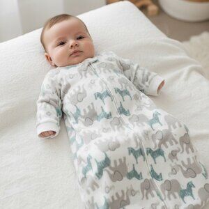 Carters Fleece Sleep Sack 3 6 Months Elephant Zebra Print Zip Up
